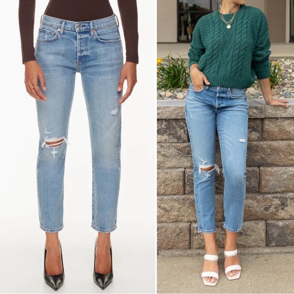 NWT Citizens of Humanity Emerson Slim Boyfriend Distressed Jean Meadow Wash 27